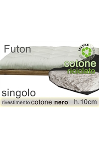  futon cotone riciclato riv. nero h.10cm singolo 