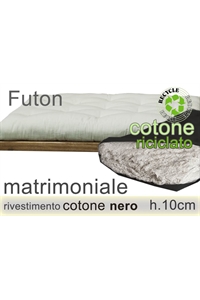 futon cotone riciclato riv. nero h.10cm 2 piazze