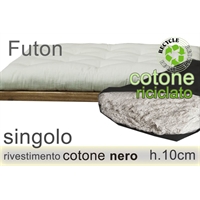  futon cotone riciclato riv. nero h.10cm singolo 