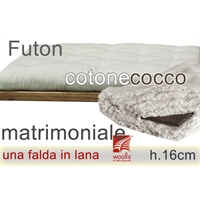 futon puro cotone lana cocco h16cm matrimoniale 