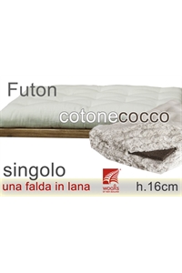 futon puro cotone lana cocco h16cm singolo 