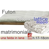 futon puro cotone lana doppio lattice h18cm 2 piazze