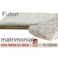 futon puro cotone lana h12cm 2 piazze 