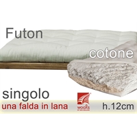 futon puro cotone lana h12cm singolo 