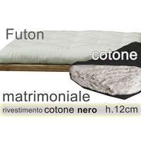 futon puro cotone riv. nero h12cm 2 piazze 