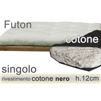futon puro cotone riv. nero h12cm singolo