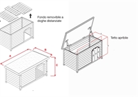 Cuccia per cani in legno tetto piano - L